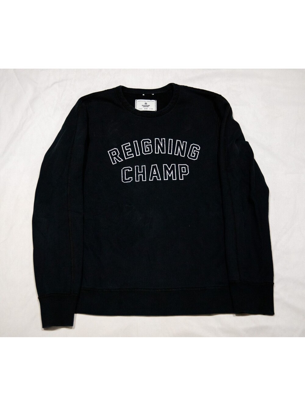 Midweight Terry Arch Logo Standard Crewneck Black Sweater - Men's M